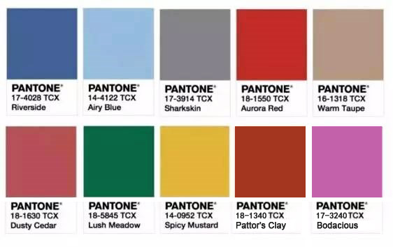 色彩權威研究機構Pantone發(fā)布的2016年下半年秋冬十大流行色(圖2)